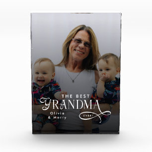 Modern Best Grandma Ever Photo Personalized Gifts Block