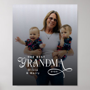 Modern Best Grandma Ever Photo Personalized Poster