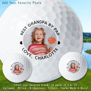 Modern BEST GRANDPA BY PAR Cute Personalised Photo Golf Balls