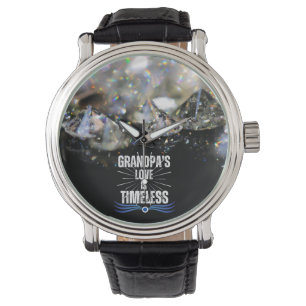 Modern Best Grandpa Ever Diamond Keepsake Simple Watch
