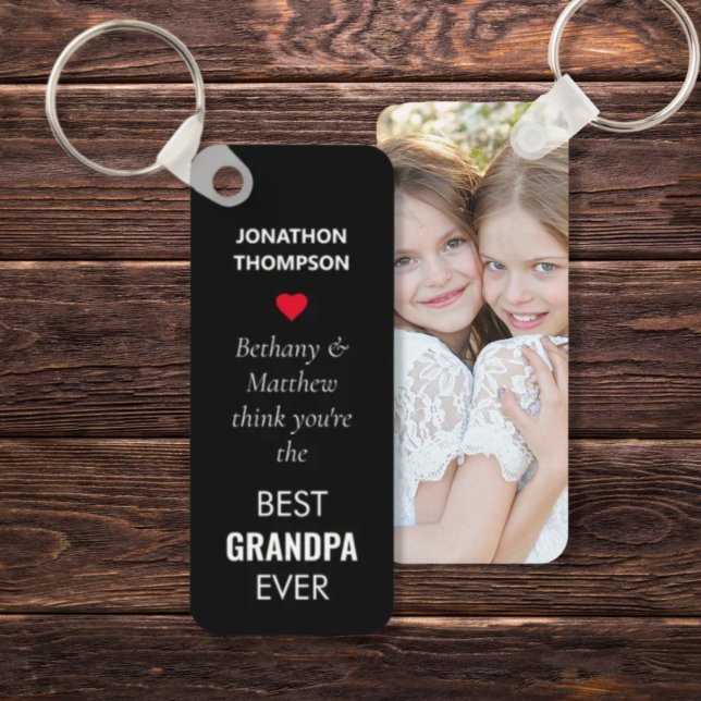 Modern Best Grandpa Ever Name Photo Keychain (Creator Uploaded)