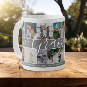Modern Best Grandpa Ever Photo Collage & Names Coffee Mug