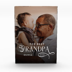 Modern Best GrandPa Ever Photo Personalized Gifts Block