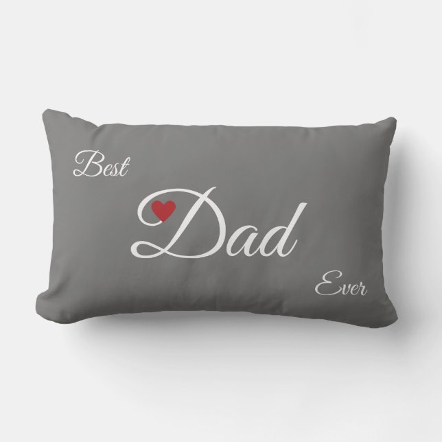 Modern Best Heart Dad on Grey Lumbar Cushion (Front)