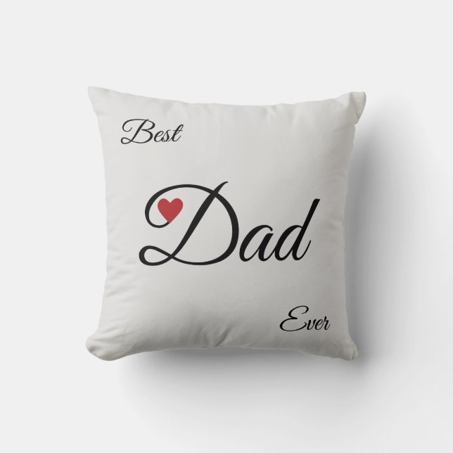 Modern Best Heart Dad on Silver Grey Cushion (Front)