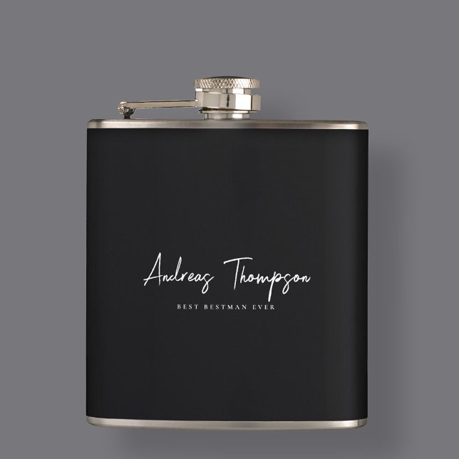 Modern Best Man Bestman Groomsmen Ever Black Hip Flask (Modern Best Man Bestman Groomsmen Ever Black Flask
)