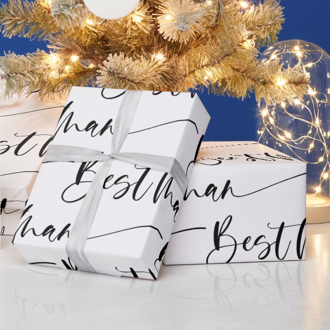 Modern Best Man Wrapping Paper in Black and White (Holidays)