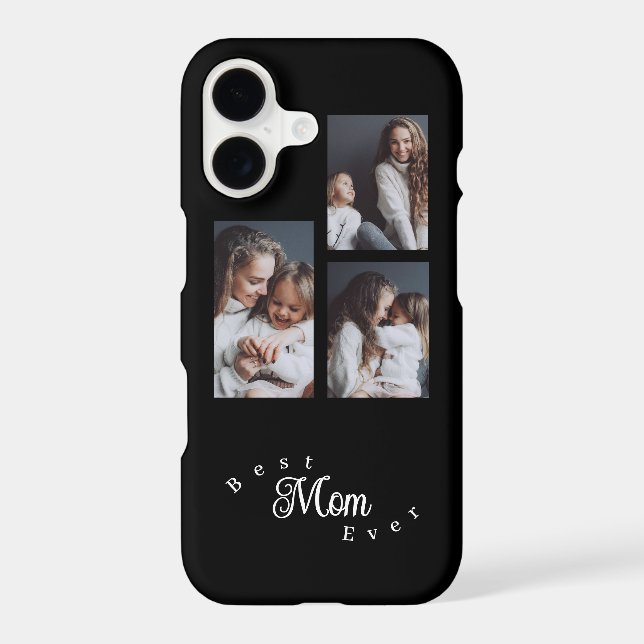 Modern Best Mom Ever Elegant Script Black 3 Photo (Back)