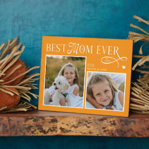 Modern Best Mom Ever Photo Heart Mothers Day Gifts Plaque