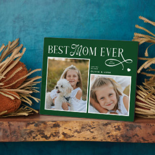 Modern Best Mom Ever Photo Heart Mothers Day Gifts Plaque
