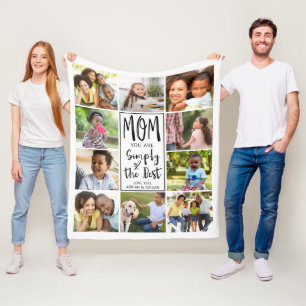Modern Best Mum 10 Photo Collage Personalised Fleece Blanket