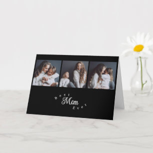 Modern Best Mum Ever Black 3 Photo  Mother's Day Card