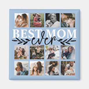 Modern Best Mum Ever Blue Photo Collage  Magnet