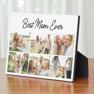 Modern Best Mum Ever Custom 6 Photo Collage Plaque