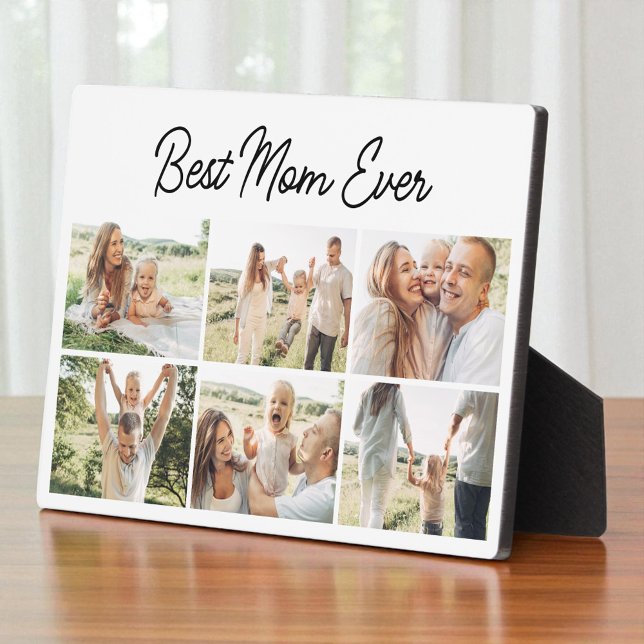 Modern Best Mum Ever Custom 6 Photo Collage Plaque (Creator Uploaded)