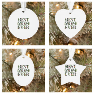 Modern Best Mum Ever Cute Flowers And Green Plants Ornament