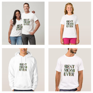 Modern Best Mum Ever Cute Flowers And Green Plants T-Shirt
