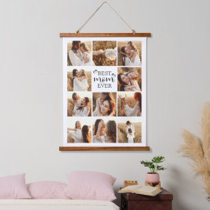 Modern Best Mum Ever Instagram Photo Collage Hanging Tapestry