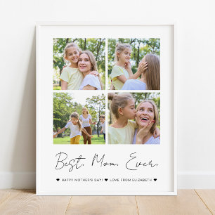 Modern Best Mum Ever Mother's Day 4 Photo Collage Poster