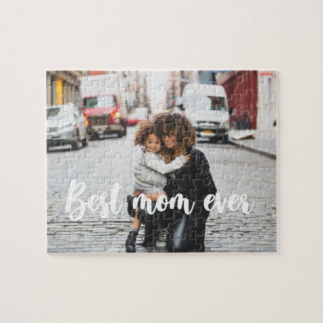 Modern Best mum ever Mother's Day photo Jigsaw Puzzle (Horizontal)