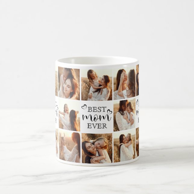 Modern Best Mum Ever Multi Photo Collage Keepsake Coffee Mug (Center)