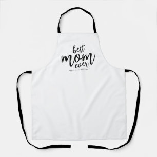 Modern Best Mum Ever Mummy Kids Name Script Black Apron