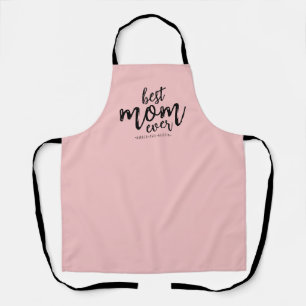 Modern Best Mum Ever Mummy Kids Name Script Pink Apron