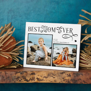 Modern Best Mum Ever Photo Heart Mothers Day Gifts Plaque