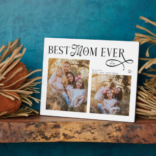 Modern Best Mum Ever Photo Heart Mothers Day Gifts Plaque