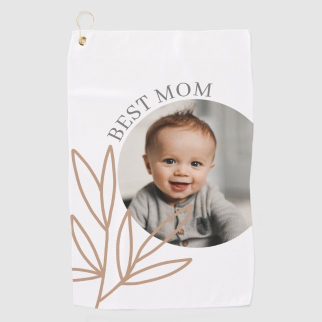 Modern Best Mum Mother's Day Photo Golf Towel (Front)