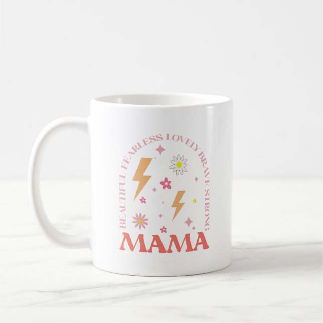Modern Best Mum Orange and Pink Coffee Mug (Left)