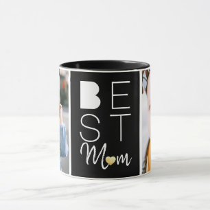 Modern Best Mum Two Photo Black Mug