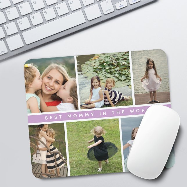 Modern Best Mummy Photo Collage Purple Mouse Pad (Modern Best Mommy Photo Collage Mouse Pad)