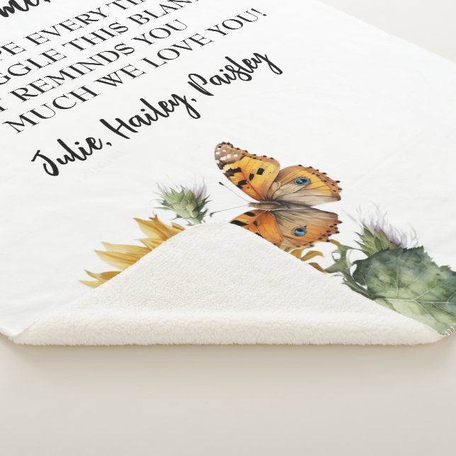 Modern Best Nana Ever grandchildren names Floral Sherpa Blanket (3/4)