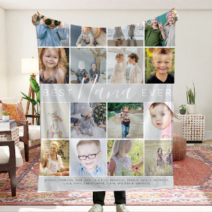 Modern Best Nana Ever Photo Collage & Names Fleece Blanket