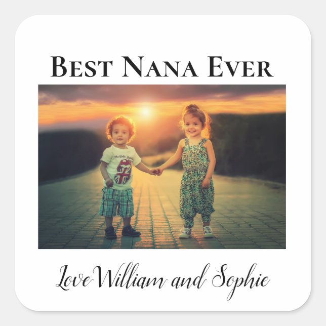 Modern Best Nana Ever Photo  Square Sticker (Front)