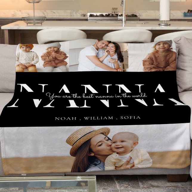 Modern Best nanna black and white 4 photo  Fleece Blanket (Creator Uploaded)