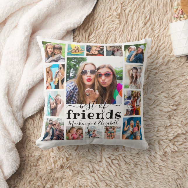 Modern BEST OF FRIENDS 15 Photo Collage Cushion (Blanket)