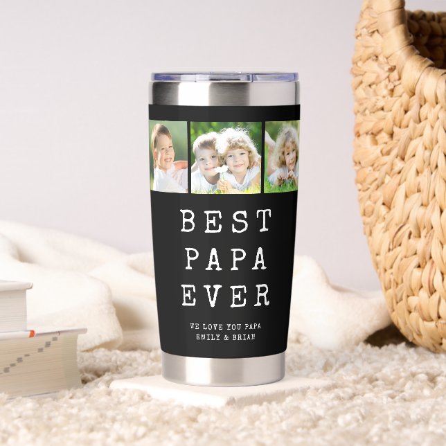 Modern BEST PAPA EVER 3 Photos Insulated Tumbler (Living Room (Rotated))