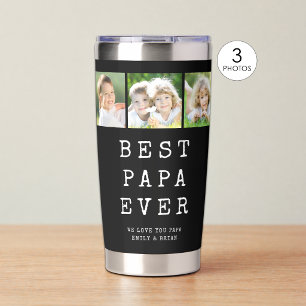 Modern BEST PAPA EVER 3 Photos Insulated Tumbler