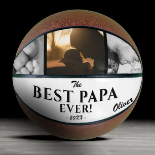 Modern Best Papa Father`s Day Keepsake 3 Photo Basketball