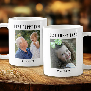 Modern Best Poppy Ever 2 Photo Personalised Coffee Mug