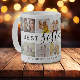 Modern 'Best Sister Ever' Photo Collage Coffee Mug