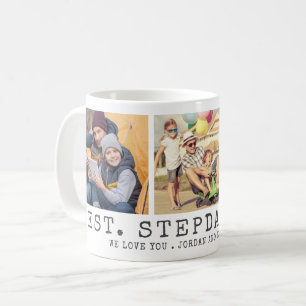 Modern BEST STEPDAD EVER 3 Photos Personalised Coffee Mug