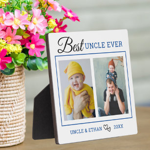 Modern Best Uncle Ever 2 Photo Collage Plaque