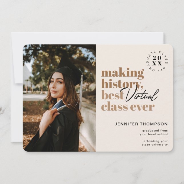 Modern Best Virtual Class Graduation Covid Announcement (Front)