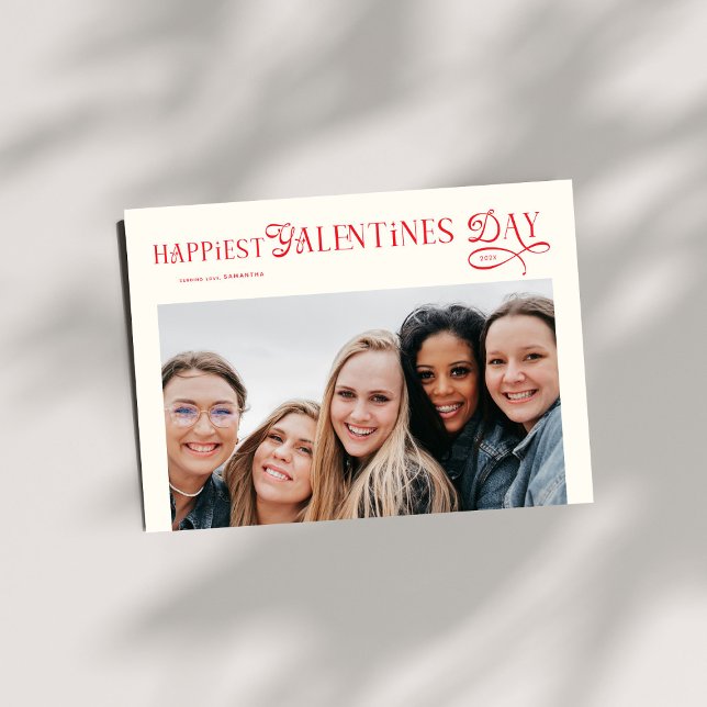 Modern Bestfriends Photo Happiest Galentines Day Holiday Card (Creator Uploaded)