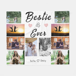 Modern Bestie 4-Ever – Custom 10-Photo Collage Fleece Blanket