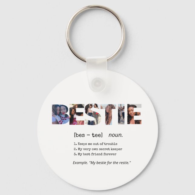 Modern Bestie BFF Best Friends Photo Collage Cute  Key Ring (Front)
