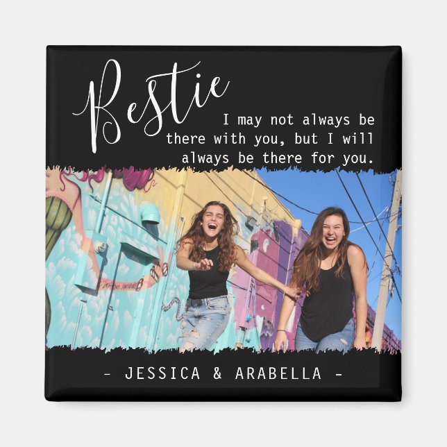 Modern Bestie Quote Photo Personalised BFF Magnet (Front)